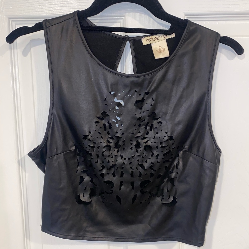 Faux leather crop top